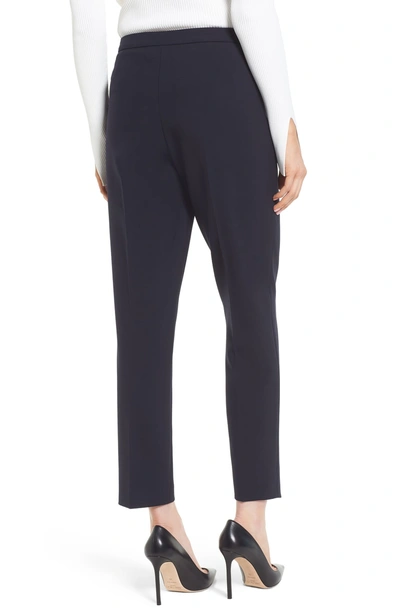 Shop Hugo Boss Tiluna Side Zip Ponte Ankle Pants In Navy