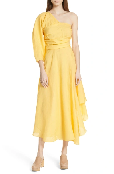 Shop Rachel Comey Tipple One-shoulder Dress In Yellow