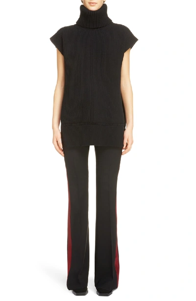 Shop Alexander Mcqueen Split Back Wool & Cashmere Turtleneck Sweater In Black