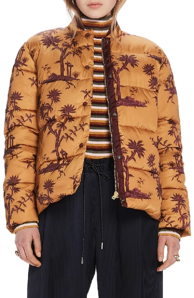 Shop Scotch & Soda Print Insulated Jacket In Multi Print Ochre Plant Scape