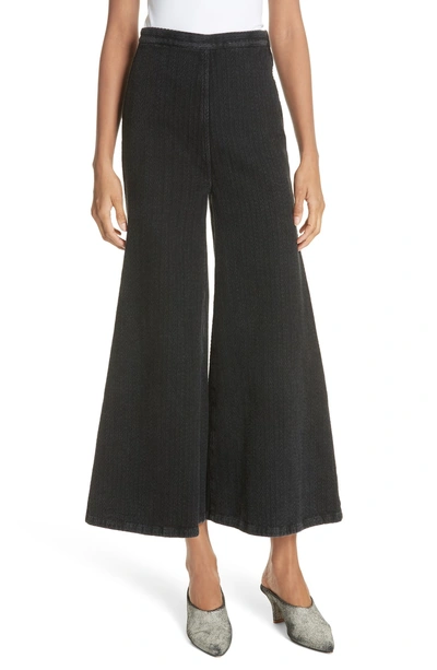 Shop Rachel Comey Absolute Herringbone Weave Wide Leg Pants In Black
