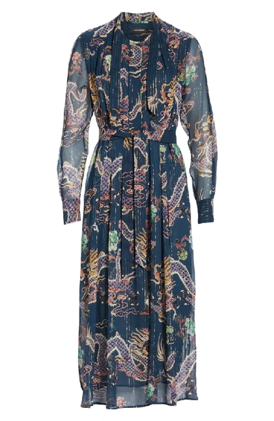 Shop Isabel Marant Dalika Dragon Print Silk Blend Dress In Midnight