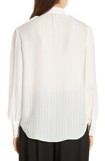 Shop Polo Ralph Lauren Abigail Silk Jacquard Stripe Blouse In Trophy Cream