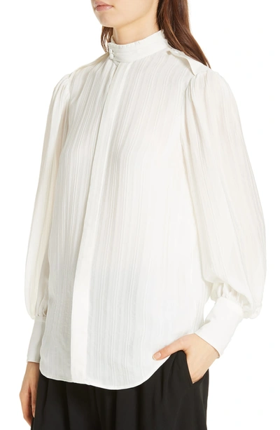 Shop Polo Ralph Lauren Abigail Silk Jacquard Stripe Blouse In Trophy Cream