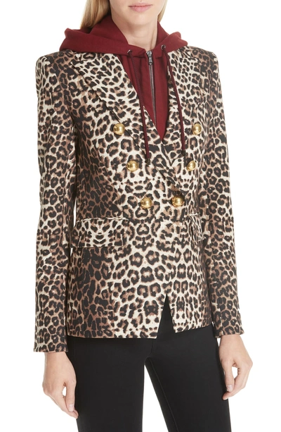 Shop Veronica Beard Miller Leopard Print Dickey Jacket In Nude/ Brown