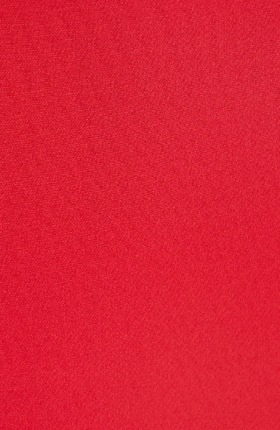 Shop Oscar De La Renta Split Trumpet Sleeve Wool & Silk Crepe Dress In Crimson