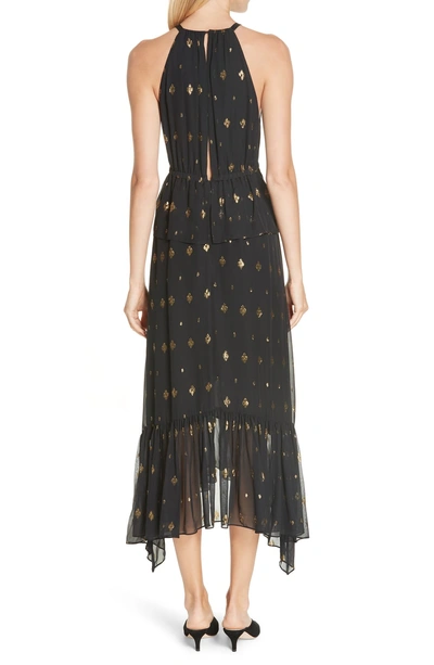 Shop A.l.c Rosa Metallic Diamond Fil Coupe Dress In Black/ Gold