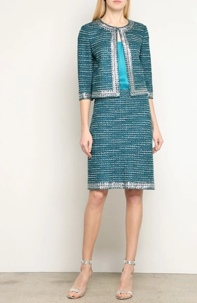 Shop St John Brushed Line Plaid Mohair Jacket In Currant Multi