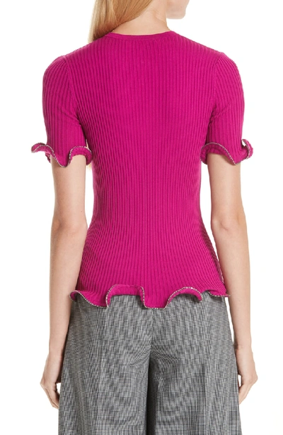 Shop Alexander Wang Ruffle Zipper Edge Top In Fuchsia