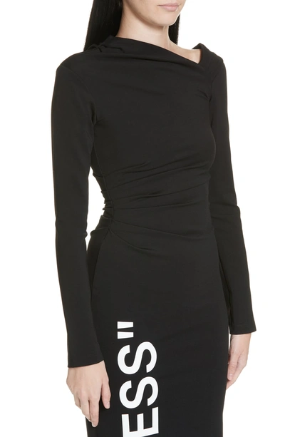 Shop Off-white One-shoulder Stretch Dress In Black White