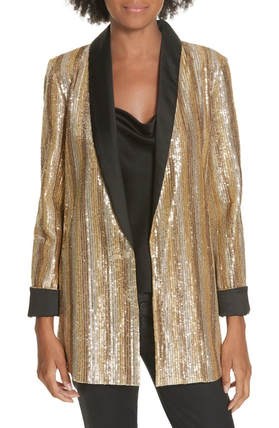 Shop Alice And Olivia Jace Embellished Oversize Blazer In Gold Multi/ Black