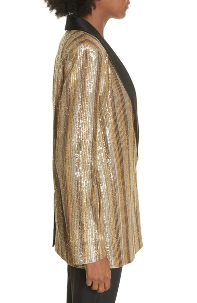 Shop Alice And Olivia Jace Embellished Oversize Blazer In Gold Multi/ Black