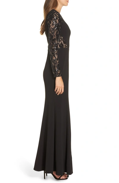 Shop Eliza J Embellished Lace Gown In Black