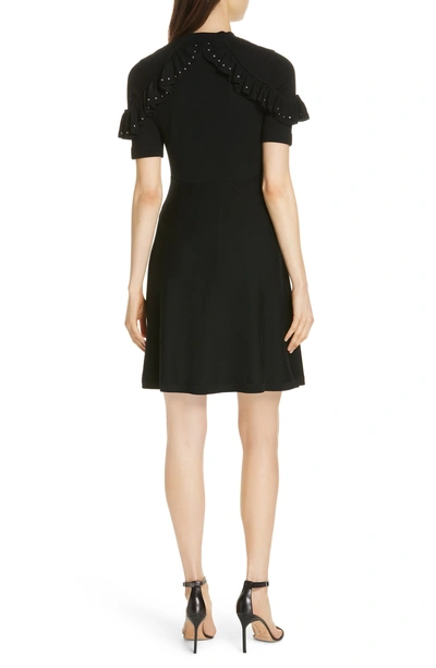 Shop Kate Spade Studded Ruffle Sweater Dress In Black