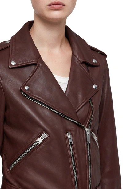 Shop Allsaints Balfern Leather Biker Jacket In Tuscan Red