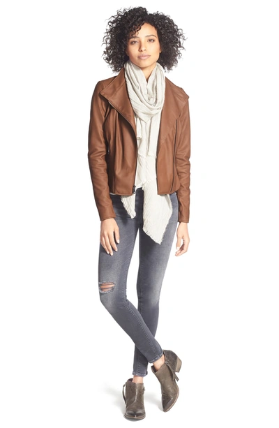 Shop Andrew Marc Felix Stand Collar Leather Jacket In Whiskey