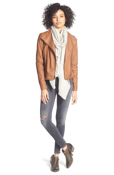 Shop Andrew Marc Felix Stand Collar Leather Jacket In Whiskey