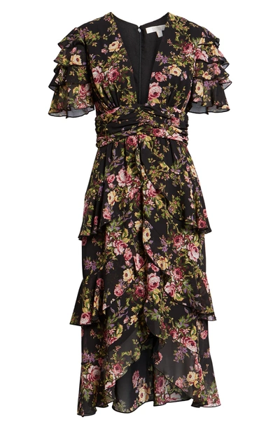 Shop Wayf Miranda Tiered Ruffle Dress In Black Tapestry Floral