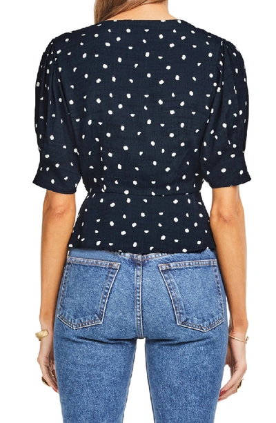 Shop Astr Beatrice Top In Navy Cream Dot