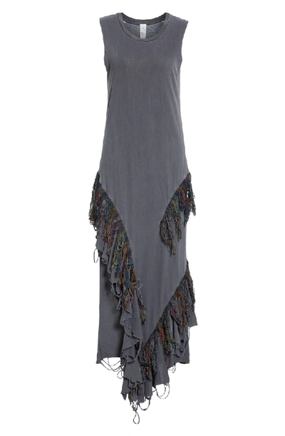 Shop Alchemist Adriana Ikat Fringe Dress In Faded Black