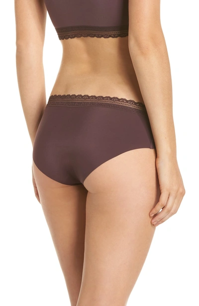 Shop Naked Lace Trim Hipster Briefs In Eggplant