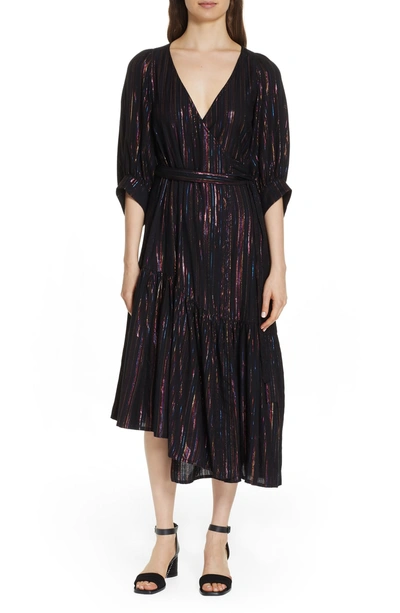 Shop Apiece Apart Bougainville Metallic Stripe Wrap Dress In Multi Stripe