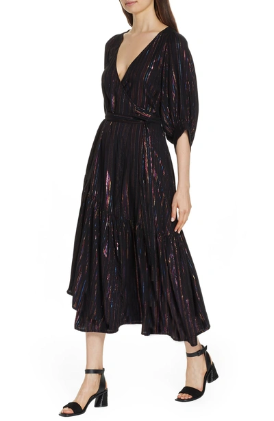 Shop Apiece Apart Bougainville Metallic Stripe Wrap Dress In Multi Stripe