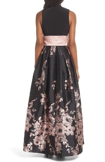 Shop Eliza J Ity Floral Gown In Black Blush