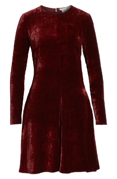 Shop Stella Mccartney Lace-up Side Velvet Dress In Burgundy