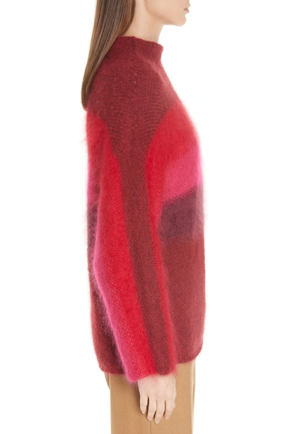 Shop Rag & Bone Holland Stripe Merino Wool & Mohair Blend Sweater In Burgundy