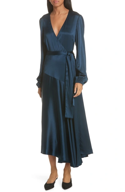 Shop A.l.c Darby Stretch Silk Wrap Dress In Admiral