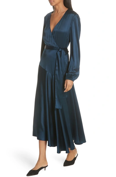 Shop A.l.c Darby Stretch Silk Wrap Dress In Admiral