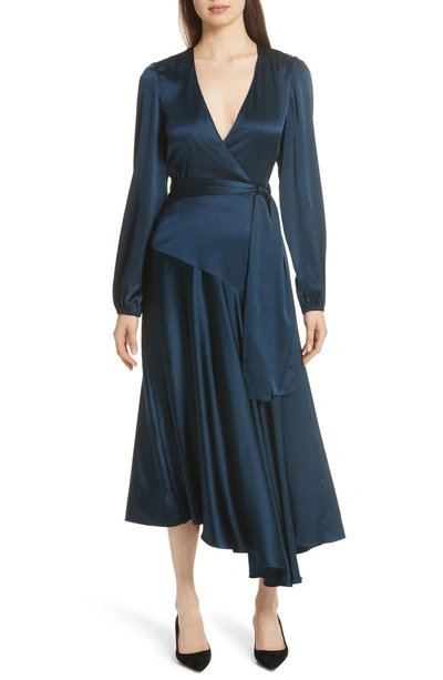 Shop A.l.c Darby Stretch Silk Wrap Dress In Admiral