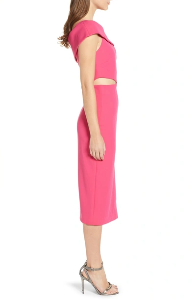 Shop Elliatt Serpentine One-shoulder Cutout Midi Dress In Hot Pink