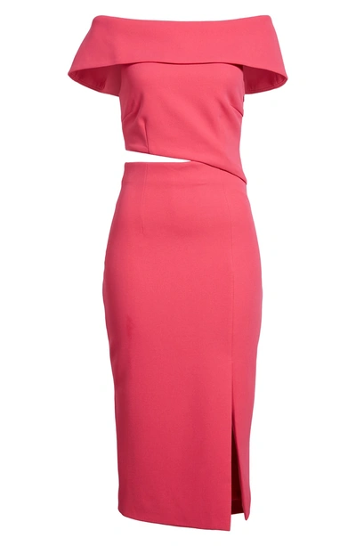 Shop Elliatt Serpentine One-shoulder Cutout Midi Dress In Hot Pink