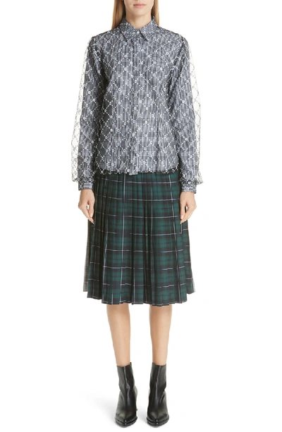 Shop Sandy Liang Pleated Plaid Uniform Skirt
