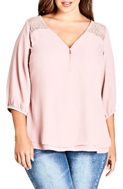 Shop City Chic Charmed Top In Rose Water