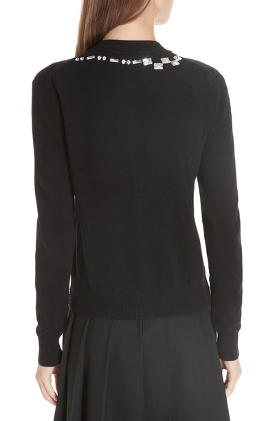 Shop Marc Jacobs Crystal Neck Wool & Cashmere Cardigan In Black