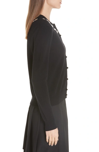 Shop Marc Jacobs Crystal Neck Wool & Cashmere Cardigan In Black