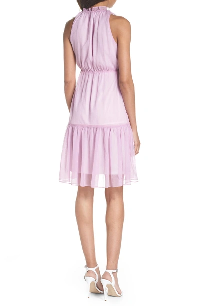 Shop Nsr Bella Ruffle Chiffon Dress In Lilac