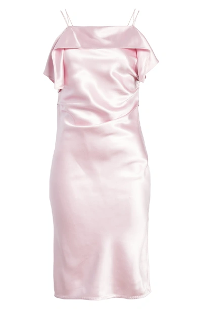 Shop Helmut Lang Drape Front Satin Dress In Rose Quartz