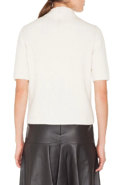 Shop Akris Punto Flower Detail Mock Neck Sweater In Cream