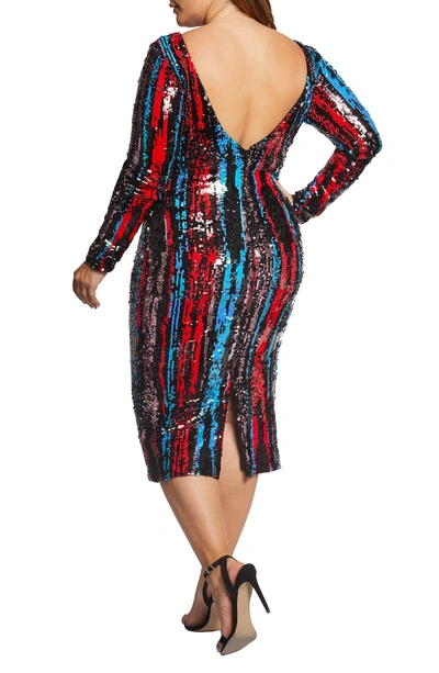 Shop Dress The Population Emery Sequin Body-con Dress In Rouge Red Multi