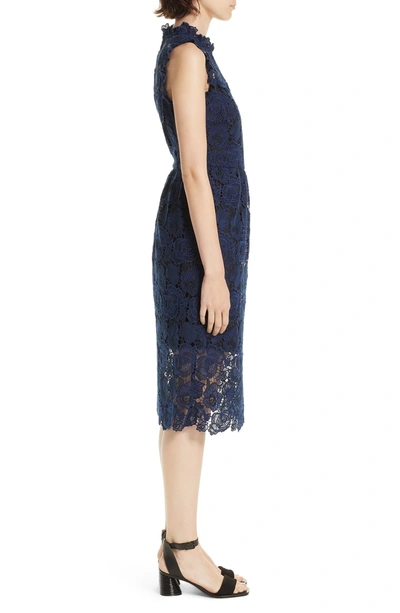 Shop Kate Spade Lace Midi Dress In Adriatic Blue/ Rich Ink