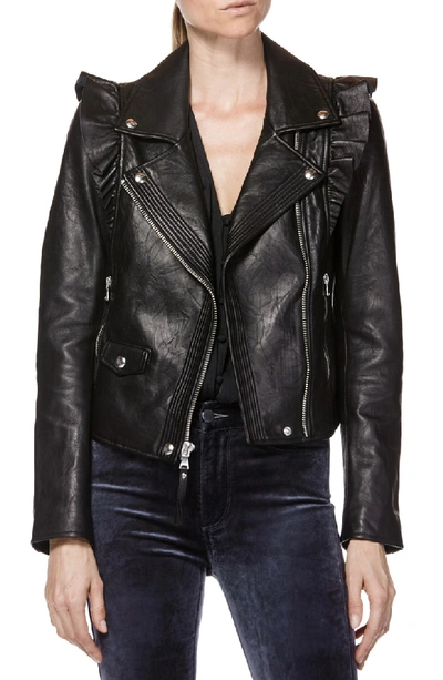 Shop Paige Annika Leather Moto Jacket In Black