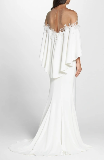 Shop Tadashi Shoji Off The Shoulder Popover Gown In Ivory