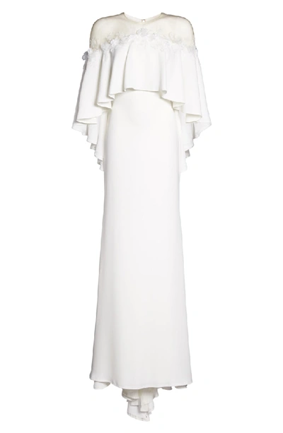 Shop Tadashi Shoji Off The Shoulder Popover Gown In Ivory