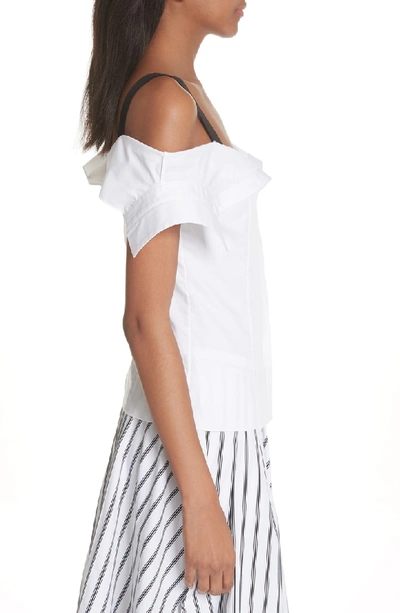 Shop Jason Wu Grosgrain Trim Off The Shoulder Top In Chalk