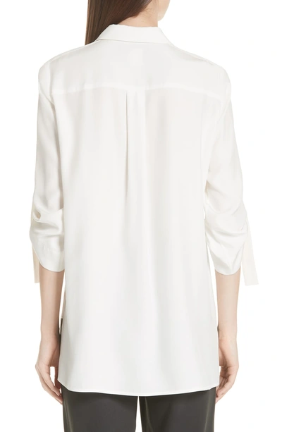 Shop Lafayette 148 Jeslyn Silk Blouse In Cloud