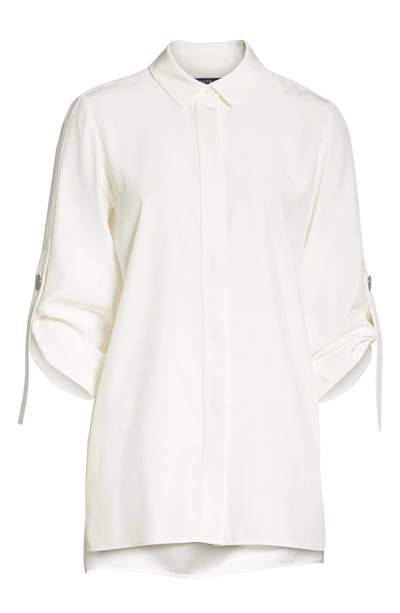 Shop Lafayette 148 Jeslyn Silk Blouse In Cloud